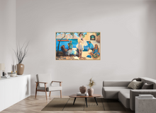 Load image into Gallery viewer, 146.1 x 90 cm, Natural Maple Wood Frame on Canvas Big Blue Lagoon - Artist Quality Print on Canvas