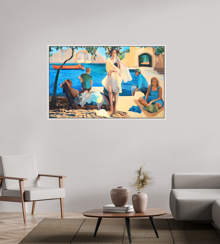 Large Canvas Print Framed  - Big Blue Lagoon