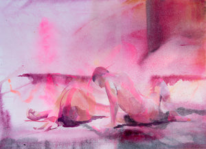 abstract figurative art pink and purple
