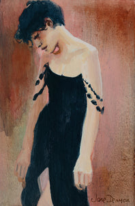 woman in black acrylic painting the singer